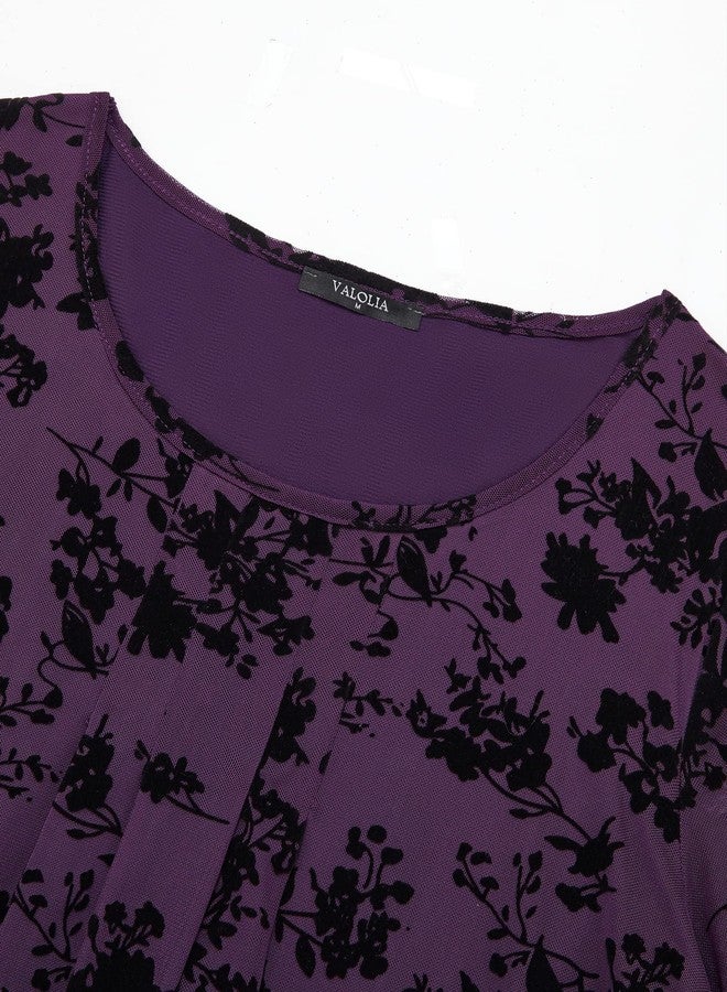VALOLIA Womens Tops, Elegant Clothes for Women Tops Casual Elegant Spring Blouses for Women 2025 Half Sleeve Layered A Line Shirts Woman Deep Violet X-Large - Image 3
